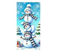 BlissYard Welcome Winter Door Cover 35x71 Inch Holiday Front Porch Door Banner Decoration with Snowmen for Christmas Seasonal Decor