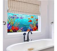 BlissYard Window Film Stained Glass Window Privacy Decorations Underwater Scene Fish Pattern 39.3×17.7 Inchs Static Cling Glass Covering Sticker for Bathroom and Living Room Anti-UV Sun Decor