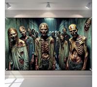 BlissYard Zombie Apocalypse Backdrop 71x43 Inch Realistic Horror Undead Banner Gruesome Walking Dead Wall Decor for Halloween Haunted House Scary Party Trick or Treat Indoor Decoration