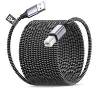 BLITEZZ Printer Cable, (5m/16ft) Extra Long USB Printer Cable USB 2.0 Type A to Type B Scanner Cord Nylon Braied USB A to B Wire Compatible with Epson HP Canon Envy Lexmark Dell Brother DAC Xerox etc