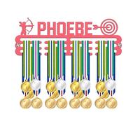 Blitz Craft Archery Medal Holder Display Rack - Bow and Arrow Target Design - Heavy Duty 5mm Acrylic Medal Holder for Wall - Professional Archer & Bowhunter Gifts for Men & Women - Pink