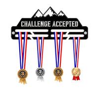 Blitz Craft Challenge Accepted Medal Hanger Display Rack Frame for Awards Ribbons 3mm Acrylic | Sturdy 2 Row Wall Mounted Medals Holder | Perfect to Display Your Hand Earned Medals-Black