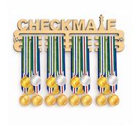 Blitz Craft Checkmate Chess Medal Hanger Display Rack Heavy Duty 9mm Thick Wooden Medal Holder for Wall - Strategy Game Awards & Tournament Trophy Rack for Grandmasters, Boys & Girls - 240x540 mm
