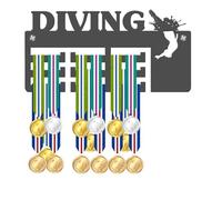 Blitz Craft Diving Medal Holder Display Rack - Artistic Diver Silhouette Design - Heavy Duty 5mm Acrylic Medal Holder for Wall - Swimming, Pool & Sport Gifts for Boys, Girls & Adults - Dark Grey