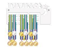 Blitz Craft Diving Medal Holder Display Rack - Artistic Diver Silhouette Design - Heavy Duty 5mm Acrylic Medal Holder for Wall - Swimming, Pool & Sport Gifts for Boys, Girls & Adults - White