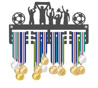 Blitz Craft Football Champions Medal Holder Display Rack - Custom Team Name Trophy Design - 5mm Acrylic Medal Holder for Wall - Football Gifts for League Winners, Teams & Captains - Dark Grey