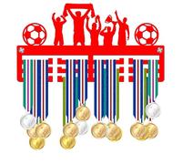 Blitz Craft Football Champions Medal Holder Display Rack - Custom Team Name Trophy Design - 5mm Acrylic Medal Holder for Wall - Football Gifts for League Winners, Teams & Captains - Red