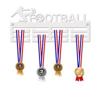 Blitz Craft Football Goal Medal Hanger Display Rack Frame for Awards Ribbons 3mm Acrylic | Sturdy 3 Row Wall Mounted Medals Holder | Perfect to Display Your Hand Earned Medals-White