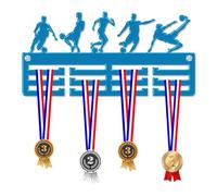 Blitz Craft Football Skills Medal Hanger Display Rack Frame for Awards Ribbons 3mm Acrylic | Sturdy 3 Row Wall Mounted Medals Holder | Perfect to Display Your Hand Earned Medals-Blue