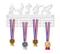 Blitz Craft Football Skills Medal Hanger Display Rack Frame for Awards Ribbons 3mm Acrylic | Sturdy 3 Row Wall Mounted Medals Holder | Perfect to Display Your Hand Earned Medals-White