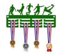 Blitz Craft Football Skills Medal Hanger Display Rack Frame for Awards Ribbons 3mm Acrylic | Sturdy 3 Row Wall Mounted Medals Holder | Perfect to Display Your Hand Earned Medals-Green