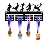 Blitz Craft Football Skills Medal Hanger Display Rack Frame for Awards Ribbons 3mm Acrylic | Sturdy 3 Row Wall Mounted Medals Holder | Perfect to Display Your Hand Earned Medals-Black