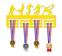 Blitz Craft Football Skills Medal Hanger Display Rack Frame for Awards Ribbons 3mm Acrylic | Sturdy 3 Row Wall Mounted Medals Holder | Perfect to Display Your Hand Earned Medals-Yellow