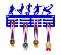 Blitz Craft Football Skills Medal Hanger Display Rack Frame for Awards Ribbons 3mm Acrylic | Sturdy 3 Row Wall Mounted Medals Holder | Perfect to Display Your Hand Earned Medals-Royal Blue