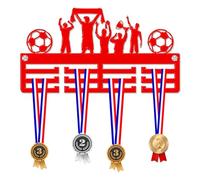Blitz Craft Football Team Medal Hanger Display Rack Frame for Awards Ribbons 3mm Acrylic | Sturdy 3 Row Wall Mounted Medals Holder | Perfect to Display Your Hand Earned Medals-Red