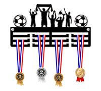 Blitz Craft Football Team Medal Hanger Display Rack Frame for Awards Ribbons 3mm Acrylic | Sturdy 3 Row Wall Mounted Medals Holder | Perfect to Display Your Hand Earned Medals-Black