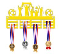 Blitz Craft Football Team Medal Hanger Display Rack Frame for Awards Ribbons 3mm Acrylic | Sturdy 3 Row Wall Mounted Medals Holder | Perfect to Display Your Hand Earned Medals-Yellow