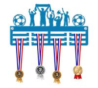 Blitz Craft Football Team Medal Hanger Display Rack Frame for Awards Ribbons 3mm Acrylic | Sturdy 3 Row Wall Mounted Medals Holder | Perfect to Display Your Hand Earned Medals-Blue