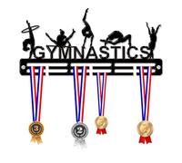 Blitz Craft Gymnastics Girls Medal Hanger Display Rack Frame for Awards Ribbons 3mm Acrylic | Sturdy 2 Row Wall Mounted Medals Holder | Perfect to Display Your Hand Earned Medals-Black