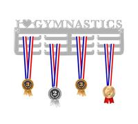 Blitz Craft Gymnastics Love Medal Hanger Display Rack Frame for Awards Ribbons 3mm Acrylic | Sturdy 3 Row Wall Mounted Medals Holder | Perfect to Display Your Hand Earned Medals-Light Grey