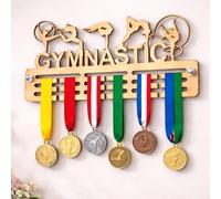 Blitz Craft Gymnastics Medal Hanger Design Sports Design - Heavy Duty 9mm Thick Wooden Medal Holder for Wall - Kids, Gymnastics & Sports Gifts for Boys & Girls - 210 x 297 mm