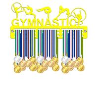 Blitz Craft Gymnastics Medal Holder - Artistic Gymnast Silhouettes Design - Heavy Duty 5mm Acrylic Medal Hanger for Wall - Gymnastics Gifts for Girls, Women, Coach & Teams - Yellow