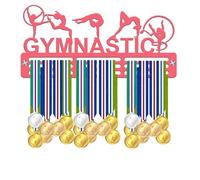 Blitz Craft Gymnastics Medal Holder - Artistic Gymnast Silhouettes Design - Heavy Duty 5mm Acrylic Medal Hanger for Wall - Gymnastics Gifts for Girls, Women, Coach & Teams - Pink