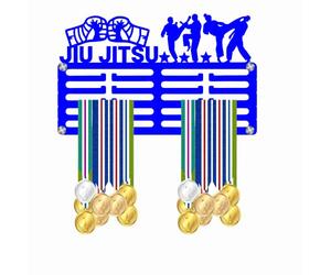 Blitz Craft Jiu Jitsu Medal Holder Display Rack - Static Martial Arts Theme - Heavy Duty 5mm Acrylic Medal Holder for Wall - BJJ, MMA & Karate Gifts for Men, Women, Boys & Girls - ROYAL BLUE