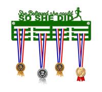 Blitz Craft Marathon Girl Medal Hanger Display Rack Frame for Awards Ribbons 3mm Acrylic | Sturdy 3 Row Wall Mounted Medals Holder | Perfect to Display Your Hand Earned Medals-Green