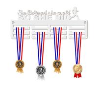 Blitz Craft Marathon Girl Medal Hanger Display Rack Frame for Awards Ribbons 3mm Acrylic | Sturdy 3 Row Wall Mounted Medals Holder | Perfect to Display Your Hand Earned Medals-White