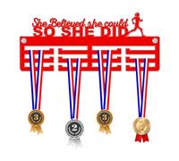Blitz Craft Marathon Girl Medal Hanger Display Rack Frame for Awards Ribbons 3mm Acrylic | Sturdy 3 Row Wall Mounted Medals Holder | Perfect to Display Your Hand Earned Medals-Red