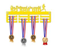Blitz Craft Marathon Girl Medal Hanger Display Rack Frame for Awards Ribbons 3mm Acrylic | Sturdy 3 Row Wall Mounted Medals Holder | Perfect to Display Your Hand Earned Medals-Yellow
