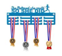 Blitz Craft Marathon Girl Medal Hanger Display Rack Frame for Awards Ribbons 3mm Acrylic | Sturdy 3 Row Wall Mounted Medals Holder | Perfect to Display Your Hand Earned Medals-Blue