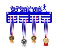 Blitz Craft Marathon Girl Medal Hanger Display Rack Frame for Awards Ribbons 3mm Acrylic | Sturdy 3 Row Wall Mounted Medals Holder | Perfect to Display Your Hand Earned Medals-Royal Blue