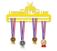 Blitz Craft Marathon Medal Hanger Display Rack Frame for Awards Ribbons 3mm Acrylic | Sturdy 2 Row Wall Mounted Medals Holder | Perfect to Display Your Hand Earned Medals-Yellow