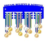 Blitz Craft Medal Holder Display Rack - Dream, Believe & Achieve Design - Premium 5mm Acrylic Medal Holder for Wall - Inspirational Sports Gifts for Gymnastics, Dance & Running - Royal Blue