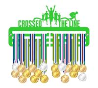 Blitz Craft Medal Holder Display Rack - I Crossed The Line Running Design - Heavy Duty 5mm Acrylic Medal Hanger for Wall - Marathon, Triathlon & 5k Fitness Gifts for Men & Women - Green
