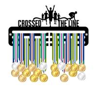 Blitz Craft Medal Holder Display Rack - I Crossed The Line Running Design - Heavy Duty 5mm Acrylic Medal Hanger for Wall - Marathon, Triathlon & 5k Fitness Gifts for Men & Women - Black