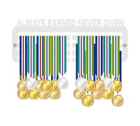Blitz Craft Motivational Medal Holder - Always Earned Never Given - Inspirational Quote Display - Heavy Duty 5 mm Acrylic Medal Hanger for Wall - Sports & Fitness Gifts for Men & Women - White
