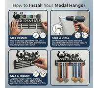 Blitz Craft Motivational Medal Holder Display Rack with Always Earned Never Given Text - Premium 5mm Acrylic Medal Holder for Wall - Fitness, Running & Gym Gifts for Men & Women - Red