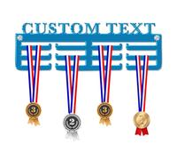Blitz Craft Personalised All Sports Medal Hanger Display Rack Frame for Awards Ribbons 3mm Acrylic | Sturdy 3 Row Wall Mounted Medals Holder | Perfect to Display Your Hand Earned Medals-Blue