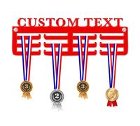Blitz Craft Personalised All Sports Medal Hanger Display Rack Frame for Awards Ribbons 3mm Acrylic | Sturdy 3 Row Wall Mounted Medals Holder | Perfect to Display Your Hand Earned Medals-Red
