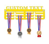 Blitz Craft Personalised All Sports Medal Hanger Display Rack Frame for Awards Ribbons 3mm Acrylic | Sturdy 3 Row Wall Mounted Medals Holder | Perfect to Display Your Hand Earned Medals-Yellow