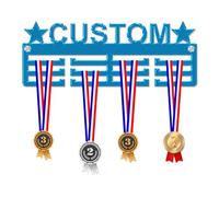 Blitz Craft Personalised Any Sports Medal Hanger Display Rack Frame for Awards Ribbons 3mm Acrylic | Sturdy 3 Row Wall Mounted Medals Holder | Perfect to Display Your Hand Earned Medals-Blue