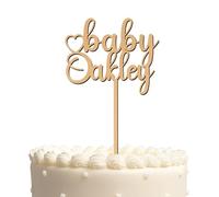 Blitz Craft Personalised Baby Shower Cake Topper 3mm Wooden Oh Baby Cake Decorations Wedding Anniversary Engagement Bridal Shower Cake Toppers for Your Special Day Celebrate the Journey of Love