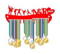 Blitz Craft Personalised Ballroom Dance Medal Holder Display Rack - Custom Initials & Year - Premium 5mm Acrylic Medal Holder for Wall - Dancing Gifts for Couples & Partners - Red