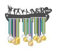 Blitz Craft Personalised Ballroom Dance Medal Holder Display Rack - Custom Initials & Year - Premium 5mm Acrylic Medal Holder for Wall - Dancing Gifts for Couples & Partners - Dark Grey