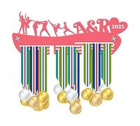 Blitz Craft Personalised Ballroom Dance Medal Holder Display Rack - Custom Initials & Year - Premium 5mm Acrylic Medal Holder for Wall - Dancing Gifts for Couples & Partners - Pink