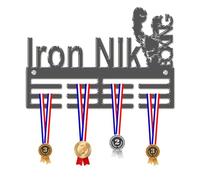Blitz Craft Personalised Boxing Medal Hanger Display Rack Frame for Awards Ribbons 3mm Acrylic | Sturdy 3 Row Wall Mounted Medals Holder | Perfect to Display Your Hand Earned Medals-Dark Grey