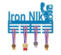 Blitz Craft Personalised Boxing Medal Hanger Display Rack Frame for Awards Ribbons 3mm Acrylic | Sturdy 3 Row Wall Mounted Medals Holder | Perfect to Display Your Hand Earned Medals-Blue